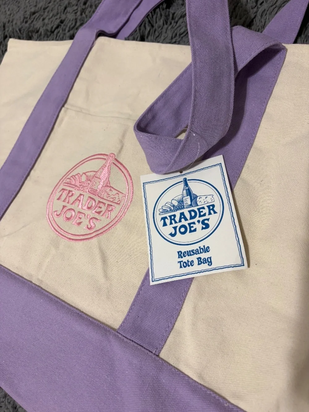 Trader Joe's Large Lavender Canvas Tote Bag - Picture 7 of 11